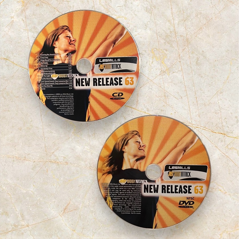 Les Mills BODYATTACK 63 CD, DVD, & Choreography Booklet